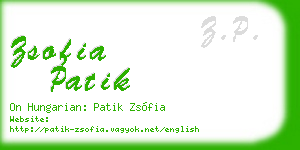 zsofia patik business card