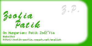 zsofia patik business card